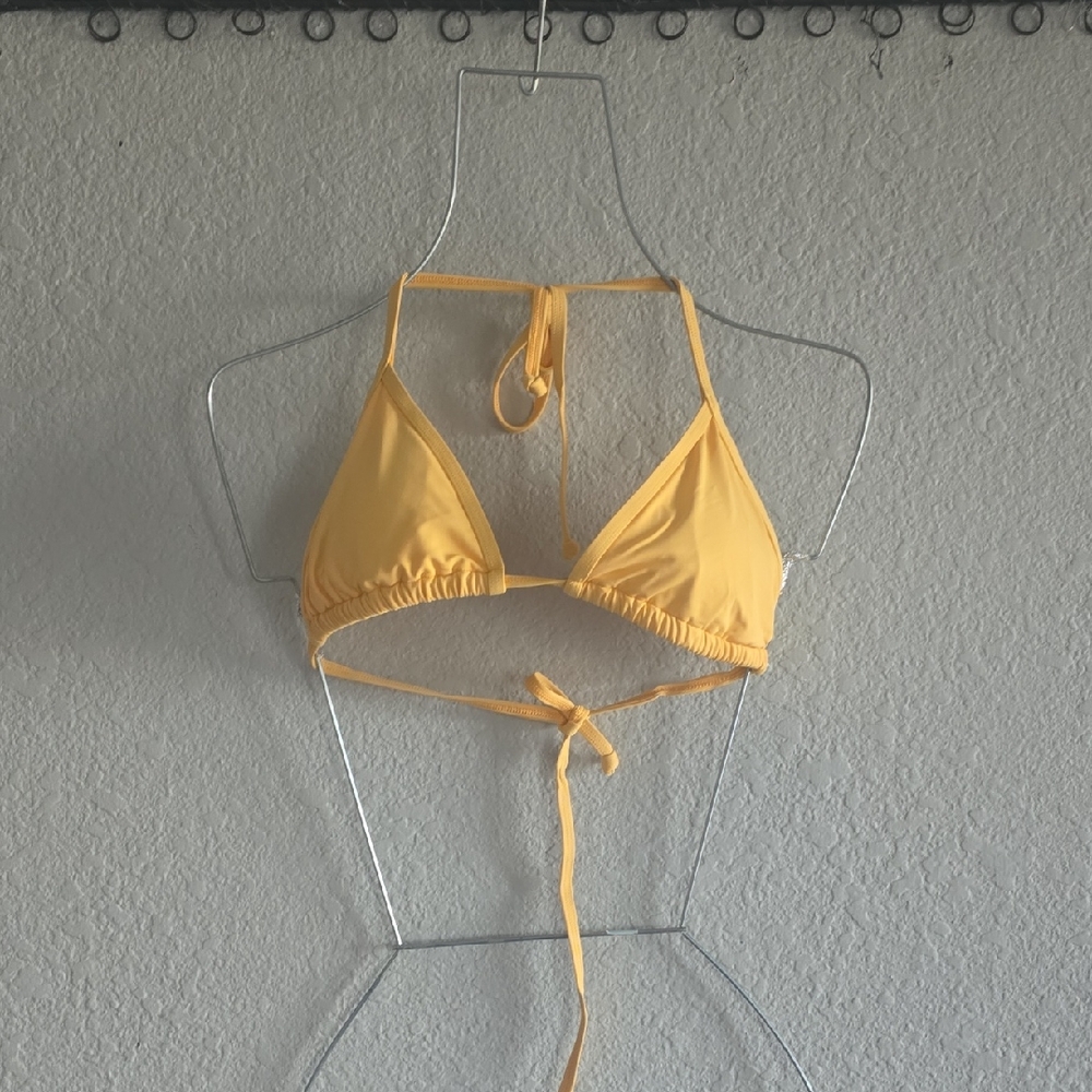 Women's Yellow Triangle Tie-Back Bikini Top